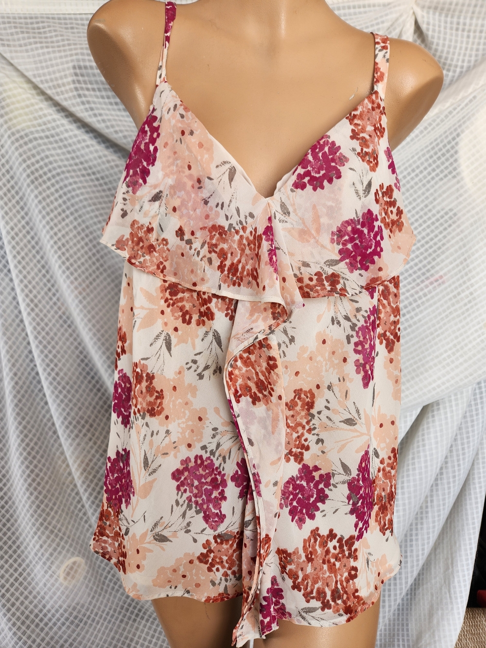 Elle Pink Peach Floral Ruffle Cami